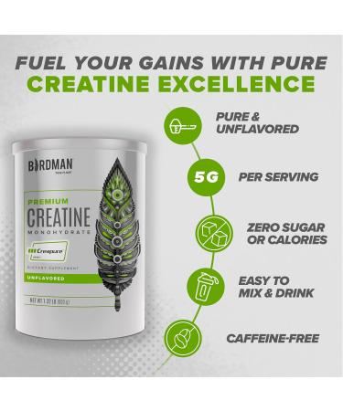 BIRDMAN High-Purity Creatine Monohydrate Unflavored Powder - Premium Pre-Workout Supplement | 600g - Boost Performance & Energy - Buy Online on GoSupps.com
