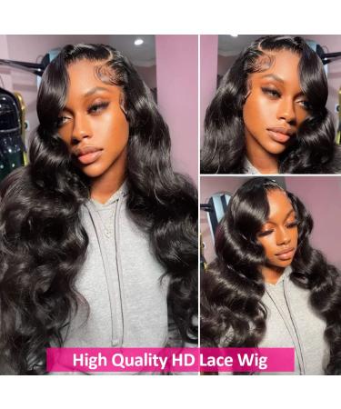 Wingirl 24 HD Transparent Lace Front Human Hair Wig for Women - Brazilian Body Wave, Pre Plucked Hairline, 220% Density, Black Color with Baby Hair - Buy Online on GoSupps.com