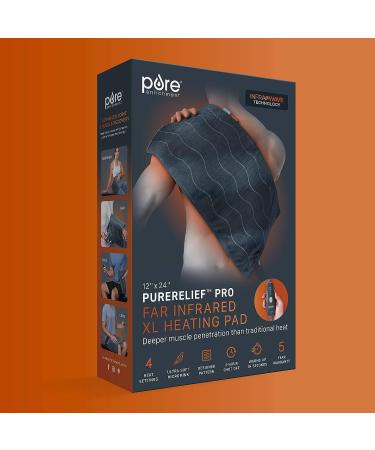 Pure Enrichment PureRelief Pro Far Infrared XL Heating Pad - 12 x 24 - 4 Heat Settings - Dry/Moist Heat - Muscle Relief for Athletes - Buy Online on GoSupps.com