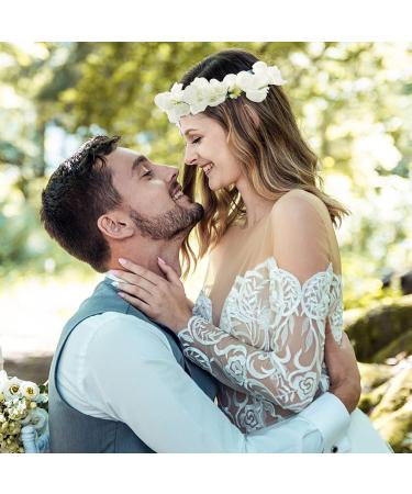 Flower Crown Headband Rattan Vine Wreath Garland for Wedding & Parties - Handmade Floral Hair Hoop for Girls & Kids - 2 Pack Beige Tone - Buy Online on GoSupps.com