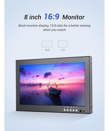Eyoyo 8 inch HDMI LCD Monitor | Portable 1280x720 IPS Screen | HDMI/VGA/AV/BNC Input | Wall Bracket & Remote Control | for PC CCTV Security Camera Raspberry Pi - Buy Online on GoSupps.com