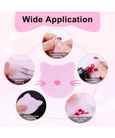 MEKK Lint Free Nail Wipes - 400PCS Cat Shape Remover Pads for Nail Polish & Lash Extensions | Super Absorbent Non-Woven Fabric - Pink - Buy Online on GoSupps.com