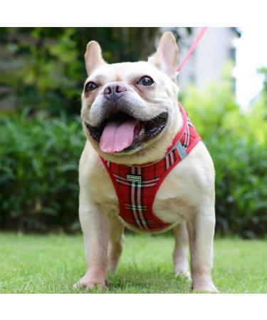 Suredoo XXS Dog Harness with Leash - Reflective Breathable & Anti-Train Design for Small & Medium Dogs - Red Checked Pattern - Buy Online on GoSupps.com