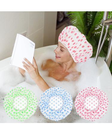 Lusofie 12-Piece Waterproof Shower Caps for Women - Reusable Elastic Shower Hoods for Long Hair - Spa & Salon Essential (Blue Green Pink) - Buy Online on GoSupps.com
