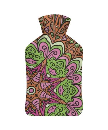 Hot Water Bottle With Lid Mandala Floral Rubber Hot Water Bag For Pain Relief Cramps Foot Warmer Hot And Cold Therapy
