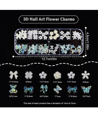 36 Grids 3D Acrylic Butterfly Flower Nail Jewelry Bear Nail Jewelry 3D Nail Jewelry Flat Nail Jewelry Stars AB Gemstones Stones Pearls Gold Metal Nails for DIY Nail Art Design Jewelry Making - Buy Online on GoSupps.com