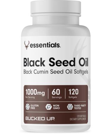 Bucked Up Black Seed Oil 1000mg Per Serving (Black Cumin Seed Oil) Essentials (60 Servings 120 Softgels)