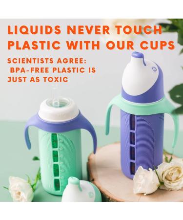 Set of 2 Glass Sippy Cups for Toddlers - The Luca | Mint Green & Indigo Purple | 8oz Spill-Proof Straw Cup | Silicone Straw | BPA-Free - Buy Online on GoSupps.com