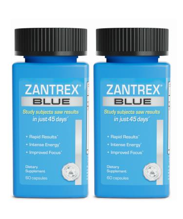 Zantrex Blue Energy & Thermogenesis Boost Energy | Weight Loss Supplement for Appetite Control Increased Calorie Burn and Supports GLP-1 Levels | 120 Capsules 60 Count (Pack of 2)