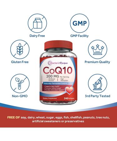 Doctor's Recipes CoQ10 200mg + Vitamin B Complex Bundle High Absorption Coenzyme Q10 with Olive Oil & Complete B Vitamins Energy Metabolism & Daily Support 300 Total Capsules - Buy Online on GoSupps.com