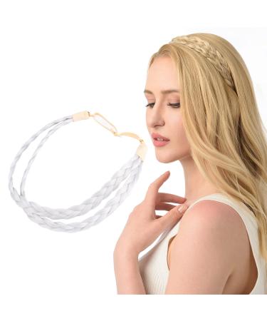 Gledola Double Three Strands Braid Headband Synthetic Hair Plait Headband for Women Hair Accessory (Light Gray)