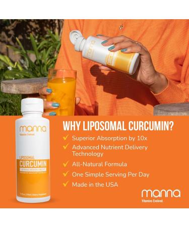 Manna Vitamins Evolved Liposomal Liquid Curcumin for Advanced Absorption Best Turmeric Supplement for Daily Joint & Immune Health Support - Vegan Non-GMO 95% Curcuminoids (1 Pack) Tangy Tangerine 7.6 Fl Oz (Pack of 1) - Buy Online on GoSupps.com