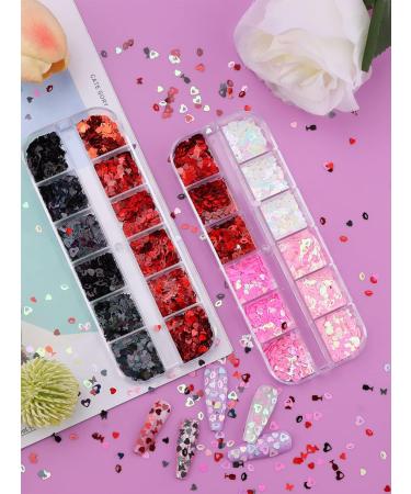 Kalolary Valentine's Day Nail Art Sequins | Heart & Lip-Shaped Holographic Flakes for Manicure & Body Decoration - 2 PCs - Buy Online on GoSupps.com