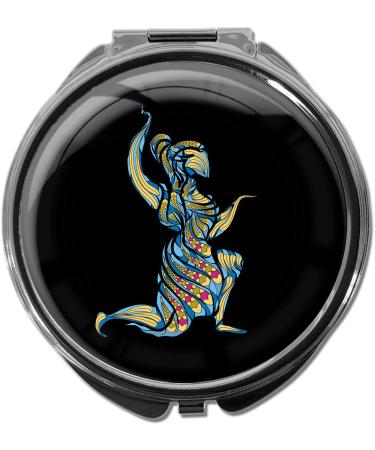 metALUm pill box with mirror round metal 3 compartments ZODIAC SIGN VIRGO #1210