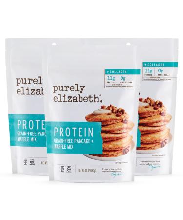 purely elizabeth Grain-Free Protein & Collagen Pancake & Waffle Mix, Chia Seeds, Flax Seeds, Gluten-Free, No Added Sugar, Non-GMO, 9.98 Ounce (Pack of 3) Grain-free + Collagen