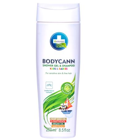 BODYCANN Kids & Babies All-Natural Vegan 2-in-1 Shower Gel & Shampoo with Organic Hemp - Hair & Body Gentle Wash for Sensitive Dry Eczematous and Psoriasis Skin