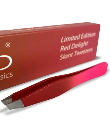 Zizzili Basics Tweezers - Limited Edition Red Delight Slant Tip - Best Tweezer for Eyebrow, Facial Hair Removal and your Precision Needs