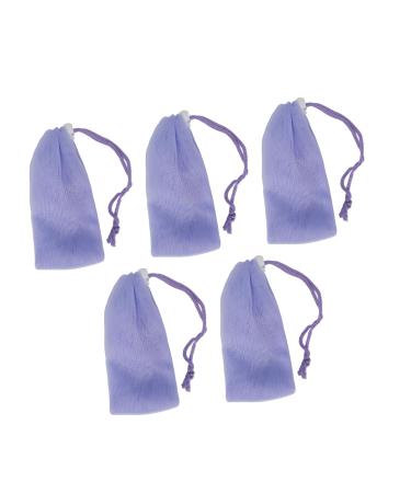 Sac de Sac de Poche Savon en Filet en Maille Exfoliant avec Cordon Cordon - 5pcs Purple Moussant Filet pour le Nettoyage du Visage et du Corps - Soft PE Mesh Saver pour la Maison et les