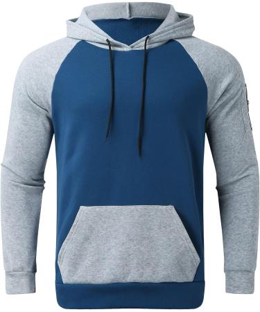 Men's Patchwork Hoodies: Solid Color Block Pullover with Pockets - Buy Online on GoSupps.com