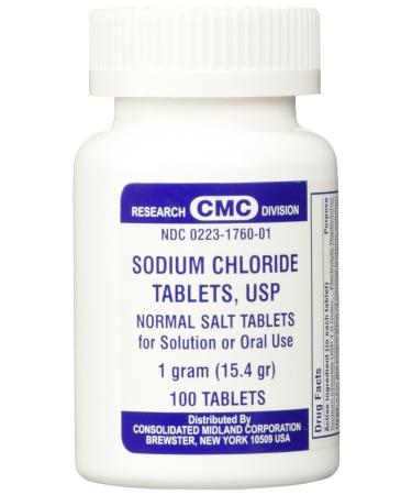 Sodium Chloride Tablets 1 Gm, USP Normal Salt Tablets - 100 Tablets 100 Count (Pack of 1)