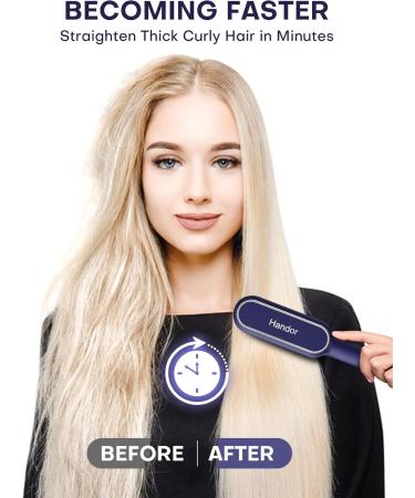 Advanced Negative Ionic Hair Straightener Brush - 9 Temp Settings Fast Heating & Anti-Scald LED Display - Silky Smooth Frizz-Free Hair - Blue - Buy Online on GoSupps.com