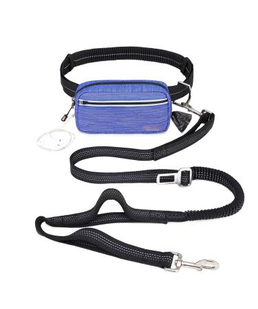 TUDEC Dogs Jogging line with belly belt free-handed leash belt pocket jogging dog leash for large and medium-sized reflective running leash Cotal bag dispenser (blue gray) 763-blue gray blue gray