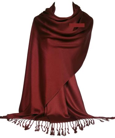 GFM Smooth Shiny Surface Pashmina Style Scarf - Wine Red - Buy Online on GoSupps.com