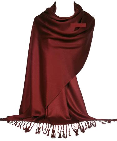 GFM Smooth Shiny Surface Pashmina Style Scarf (L9) L9-wll-wine Red