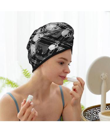 Seamless Skull Pattern Microfiber Hair Towel - Soft Absorbent Quick-Dry Wrap for Women with Long Curly & Thick Hair - Buy Online on GoSupps.com
