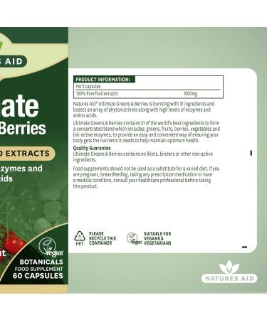 Natures Aid Ultimate Greens & Berries 60 Capsules - Superfood Supplement for Energy and Immunity - Buy Online on GoSupps.com