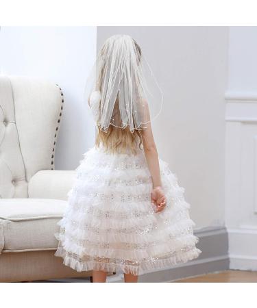 FRCOLOR First Communion Veil for Girls - 16 Inch Short Veil with Hair Comb and Pearls - Wedding Flower Girl Hair Accessories - Buy Online on GoSupps.com