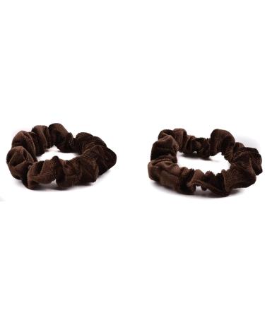 Mytoptrendz Dark Brown Velvet Scrunchies - Solid Color Small Hair Ties for Thin Hair - Stylish Ponytail Bands & Hair Accessories for Girls - Buy Online on GoSupps.com