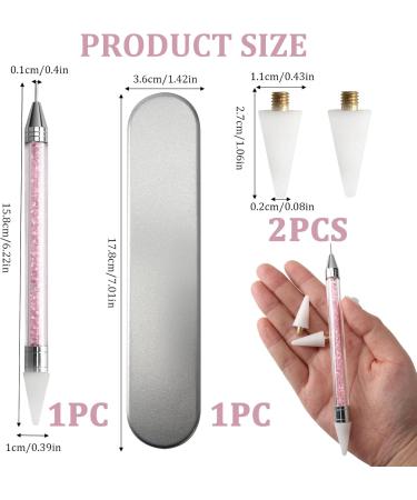 Dual-Ended Nail Rhinestone Picker Dotting Pen - Wax Tip Pencil for Jewel Gems Crystals Studs Pickup with 2 Extra Wax Heads - Pink - Buy Online on GoSupps.com