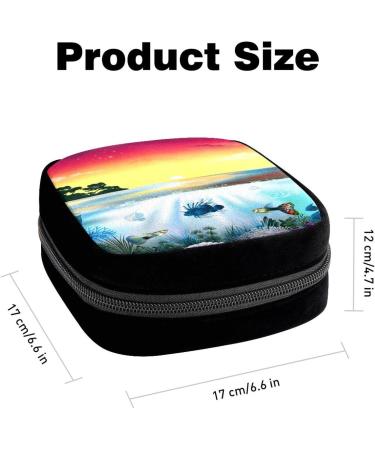 GIAPB Period Bag - Sanitary Napkin Storage & Makeup Pouch (Beach Fish Landscape Color) - Buy Online on GoSupps.com