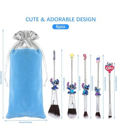 Cartoon Theme Stitch Makeup Brush Set 5Pcs with Storage Bag - Ideal Face Cosmetic Brushes for Eyes, Cheeks, and Lips - Perfect Birthday Gift for Women and Girls (Style 1) - Buy Online on GoSupps.com