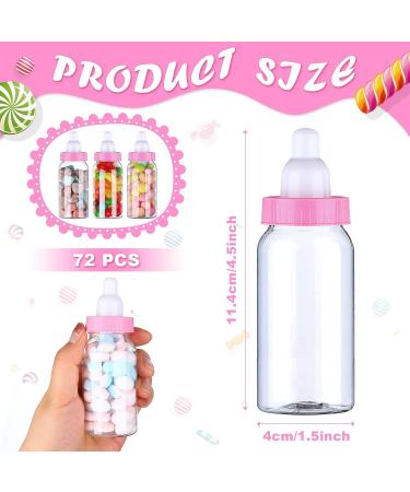 72 Pcs 4.5 Inch Baby Mini Milk Bottles - Pink Baby Shower Favor Candy Box for Boy Girl Newborn Baptism Party Decor - Buy Online on GoSupps.com