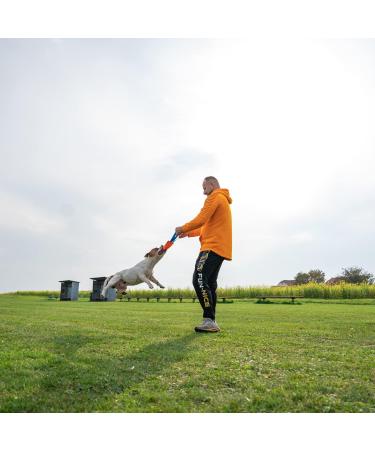 High-Quality Handmade Bull Fit Dog Tug Toy - 30 cm Robust K9 Training Tool with Two Loops - Durable Fire Hose Material in Orange - Buy Online on GoSupps.com
