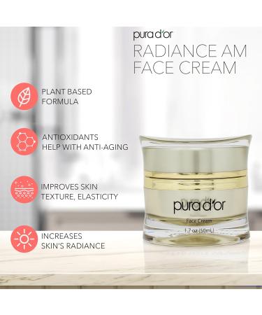 PURA D OR Radiant Glow AM Face Cream 1.7 Oz | Anti-Aging Moisturizer with Methylene Blue Polyphenols & Apple Stem Cell Extract | Daily Facial Treatment for Women & Men - Shop Internationally - Buy Online on GoSupps.com