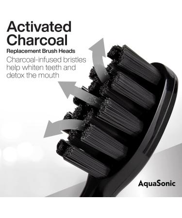 2-Pack AquaSonic Activated Charcoal Brush Heads - Ultra Whitening & Stain Remover - Compatible with Black Series Pro Vibe & Duo Pro Series (Black) - Buy Online on GoSupps.com