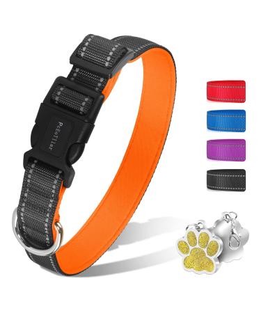 PCEOTLLAR dog collar padded reflective dog collar for small dogs adjustable dog collar for large dogs soft neoprene collars orange (30-40cm) s (30-40cm) orange