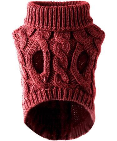 Royal Collar Knitting Sweater for Pets - Winter Warmer Thick Crochet Coat for Small to Large Dogs & Cats (S Red) - Buy Online on GoSupps.com