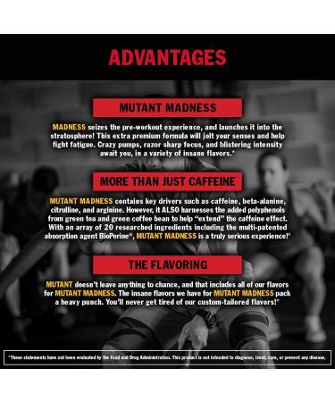 Mutant Madness Pre-Workout Supplement 225g - Peach Mango | Intense Energy Boost for High Intensity Workouts - Buy Online on GoSupps.com