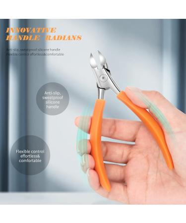 Fvion Precision Nail Tongs | Matt Handle Nail Scissors for Ingrown Toenails | Non-Slip Design for Thick Fingernails | Soft Handle Orange - Buy Online on GoSupps.com