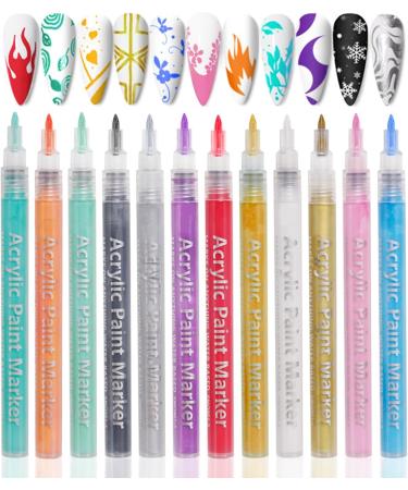 12 pieces/set of nail art pens 12 colors nail polish pens quick drying nail art pigment dotting pens waterproof nail polish design pens for DIY manicure - Buy Online on GoSupps.com