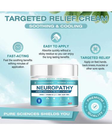 PHARMANERVE Neuropathy Nerve Relief Cream 3.4oz - Maximum Strength Formula with Arnica, Vitamin B6, Aloe Vera, MSM for Foot, Hand, Leg, Toe Pain Relief - Buy Online on GoSupps.com