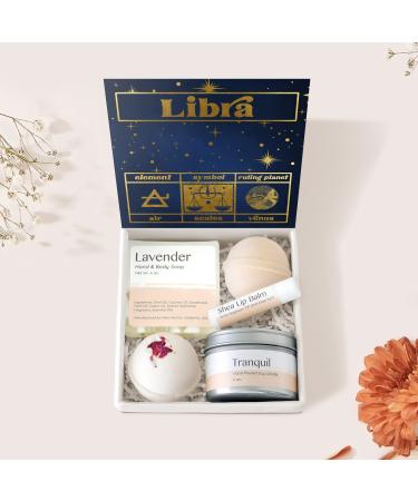 Dear Ava Spa Gifts for Women - Organic Self Care luxury Anti Stress Relaxing Bath and Body Kit Set Basket Box for Her with Heartfelt Card - Libra Birthday Gift