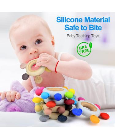 Arudyo Silicone Rudder Teether with Wooden Ring for Babies - BPA Free, Soothing Teething Toy (Khaki) - Buy Online on GoSupps.com