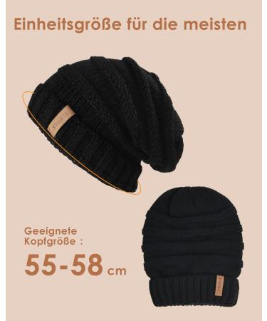 Fortalk Women's Slouch Beanie Hat - Coarse Knit Winter Style Classic Soft Black Knit Cap - Buy Online on GoSupps.com