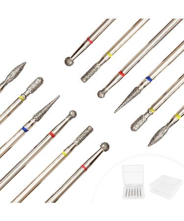 LNSYSNS Nail Drill Bits 12 Pieces Nail Drill Bits 2 Pieces Per Style Diamond Metal Cutter Bits Nail Drill Bits for Natural Nails Manicure and Pedicure Nail Care