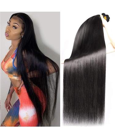 12A Brazilian Virgin Straight Hair 3 Bundles 28 30 32 Inches 100% Unprocessed Long inch Silk Straight Hair Bundles Natural Black Color Can Be Dyed and Bleached 283032 Straight 3 Bundles